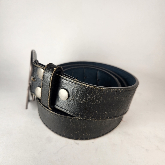 MARVEL Men's Belt Large Black Skull Vera Pelle Leather 36 - 38 Inch Grunge Goth - Picture 3 of 8